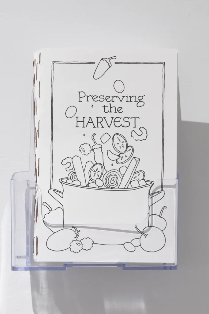 Handmade booklet titled "Preserving the Harvest."